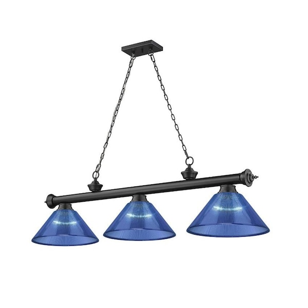 Z-Lite Cordon 3 Light Billiard, Matte Black & Dark Blue 2306-3MB-ARDB - main